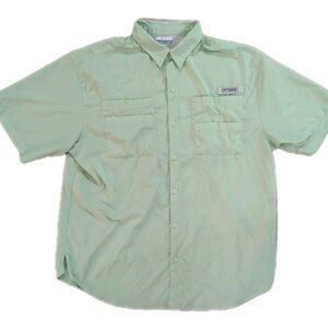 Columbia PFG Men’s XL Green Vented Fishing Shirt Omni-Shade UPF Button Front